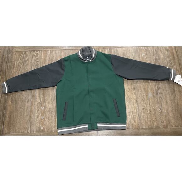 $230 Nike Team Green Letterman Jacket Full-Snap Men's Size XXL DJ5971-341 - Picture 2 of 11